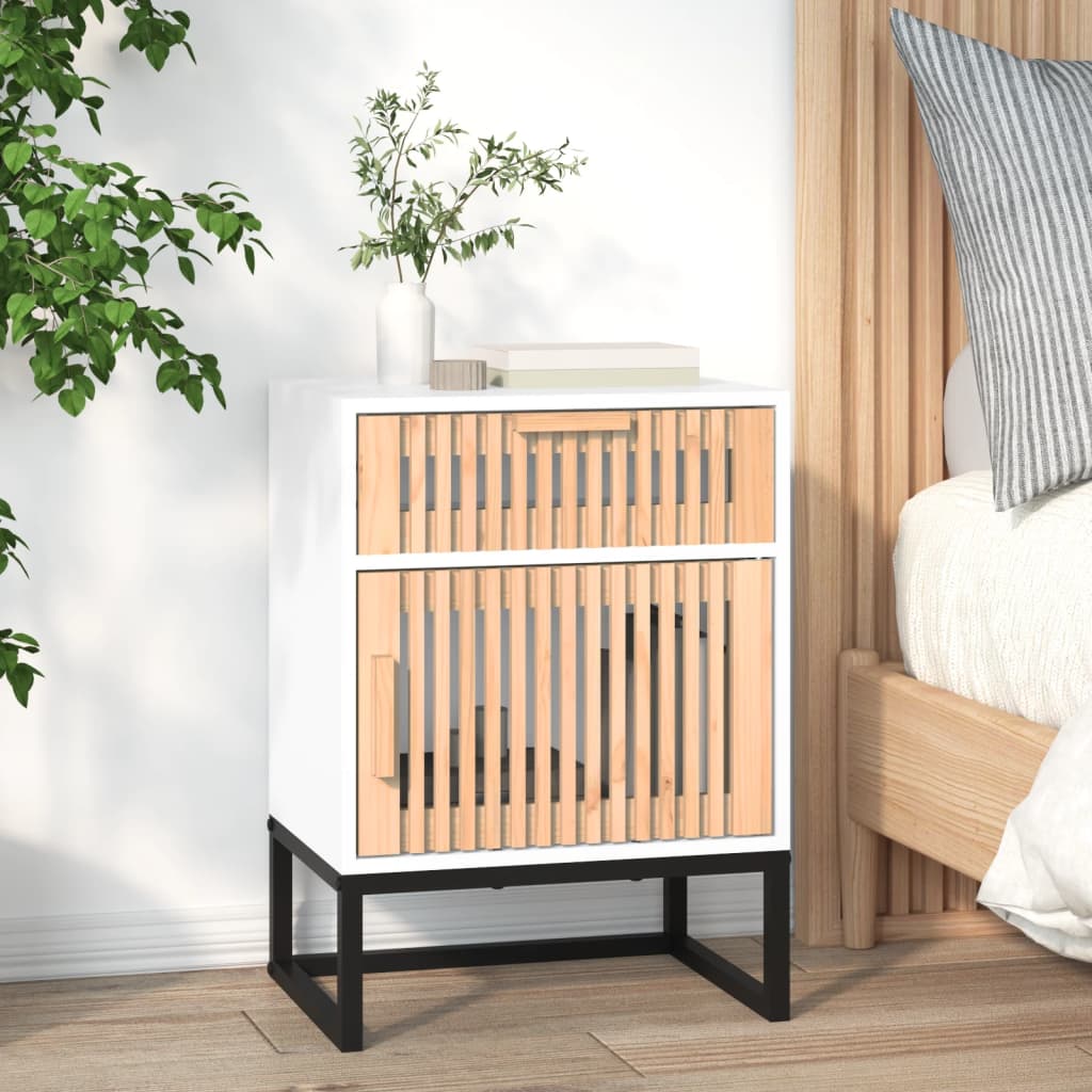 Noćni ormarići 2 kom bijeli 40 x 30 x 55,5 cm od drva i željeza