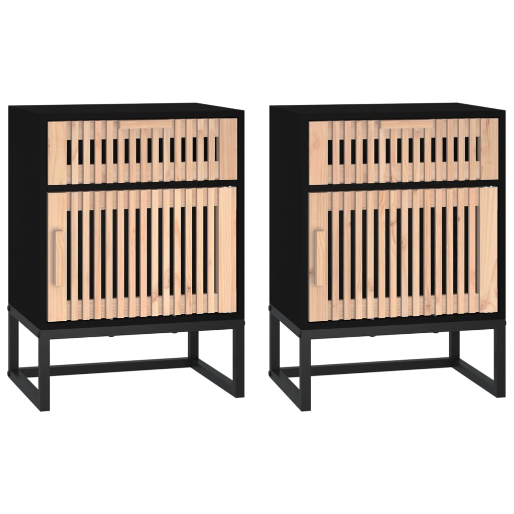 Noćni ormarići 2 kom crni 40 x 30 x 55,5 cm od drva i željeza