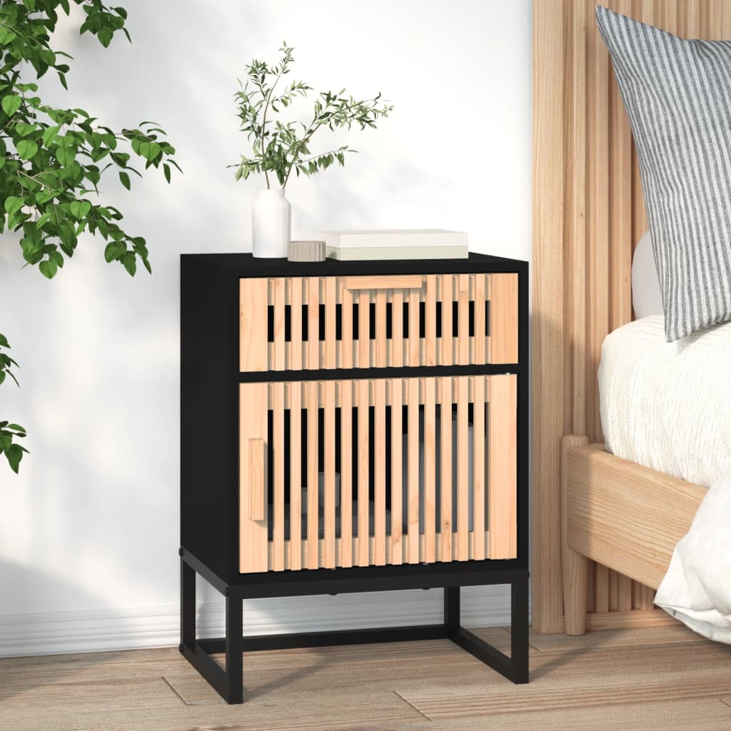 Noćni ormarići 2 kom crni 40 x 30 x 55,5 cm od drva i željeza