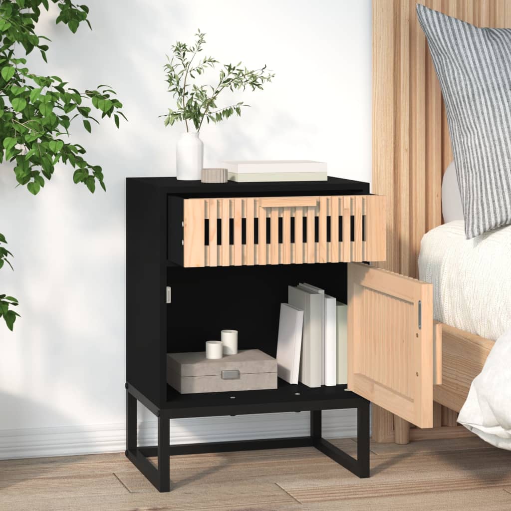 Noćni ormarići 2 kom crni 40 x 30 x 55,5 cm od drva i željeza