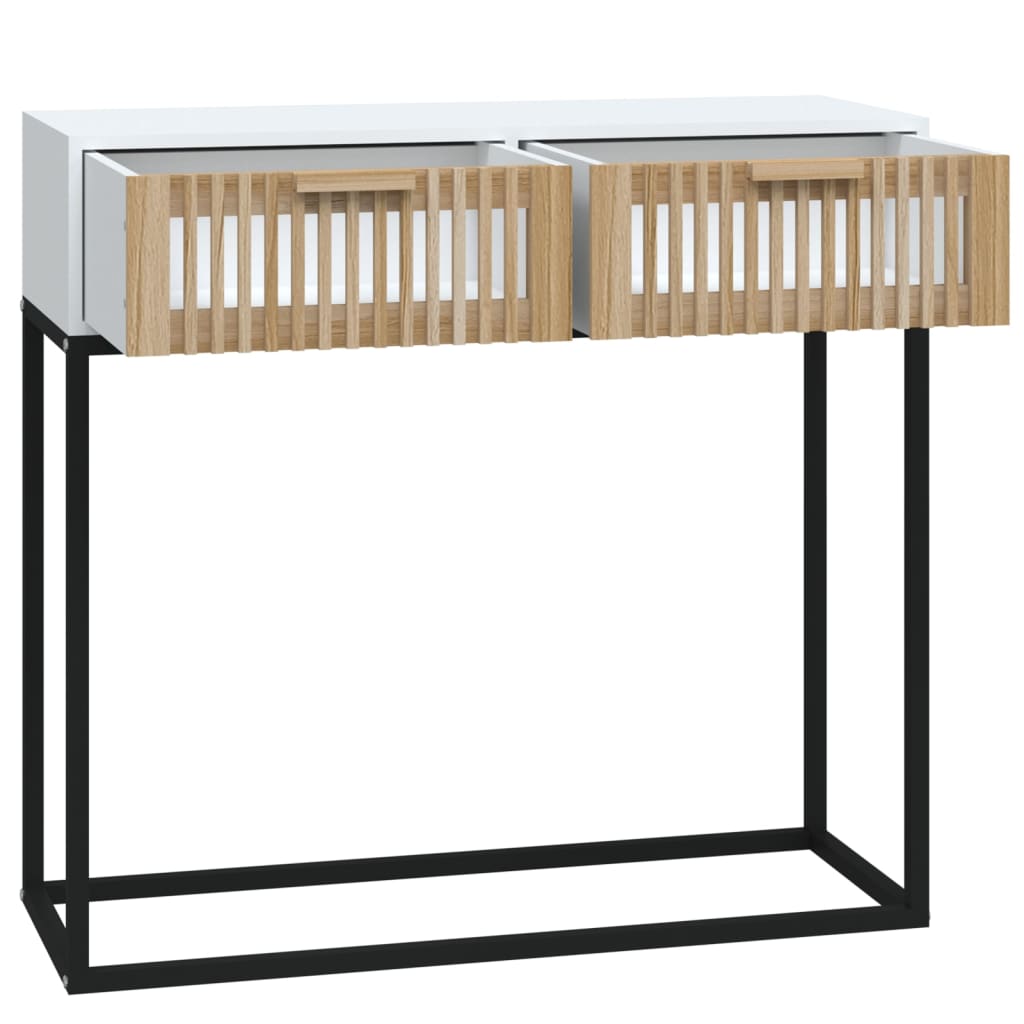 Konzolni stol bijeli 80x30x75 cm konstruirano drvo i željezo