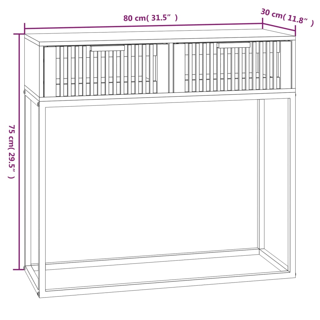 Konzolni stol 80 x 30 x 75 cm od konstruiranog drva i željeza