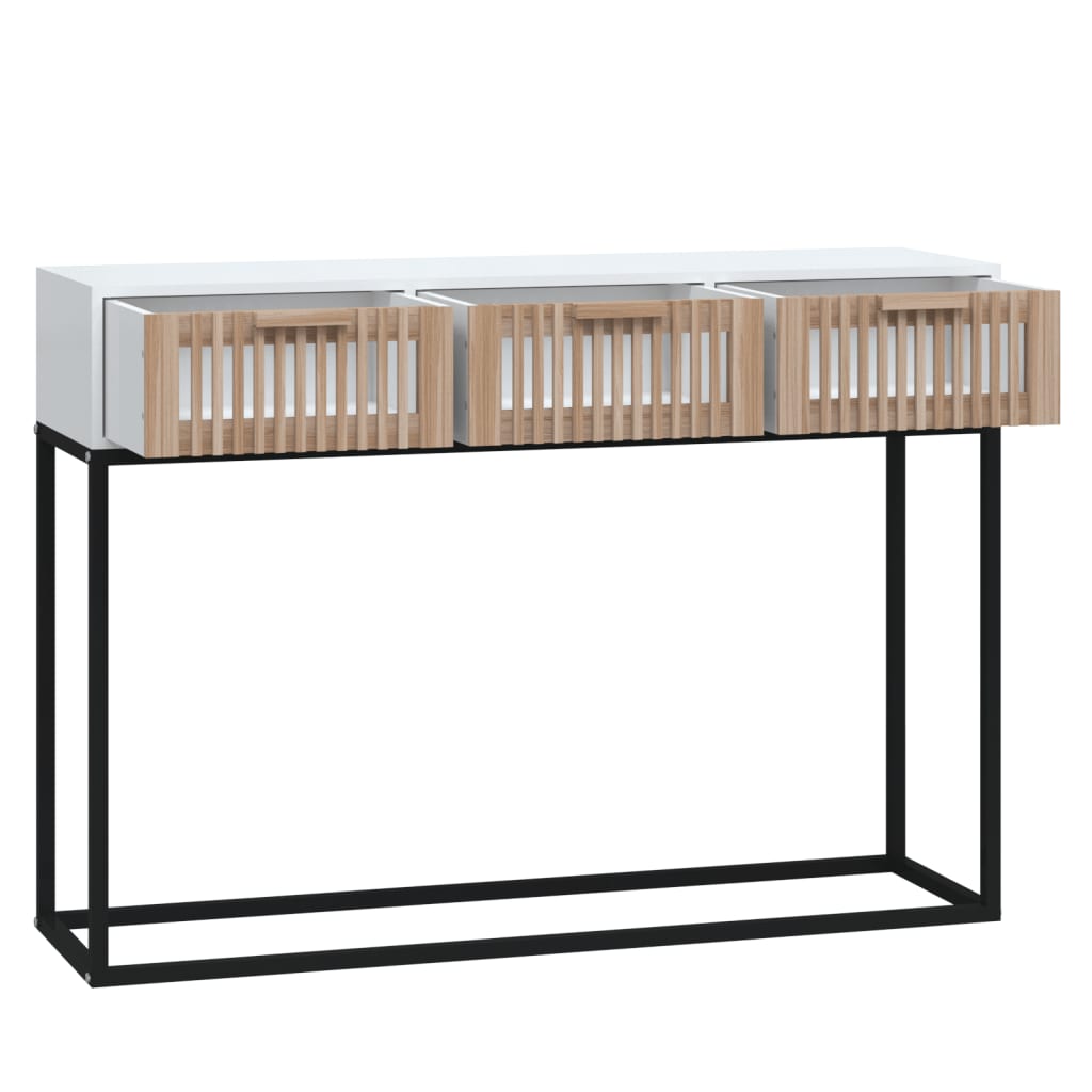 Konzolni stol bijeli 105x30x75 cm konstruirano drvo i željezo