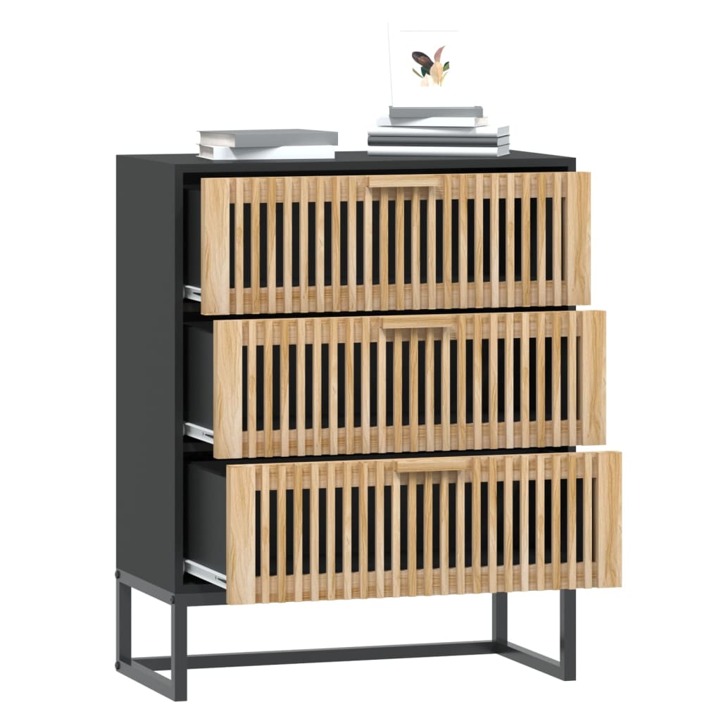 Komoda crna 60 x 30 x 75 cm od konstruiranog drva