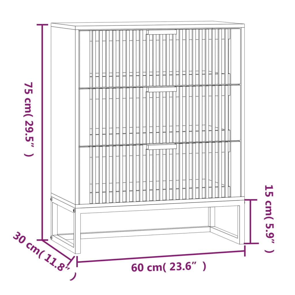 Komoda crna 60 x 30 x 75 cm od konstruiranog drva