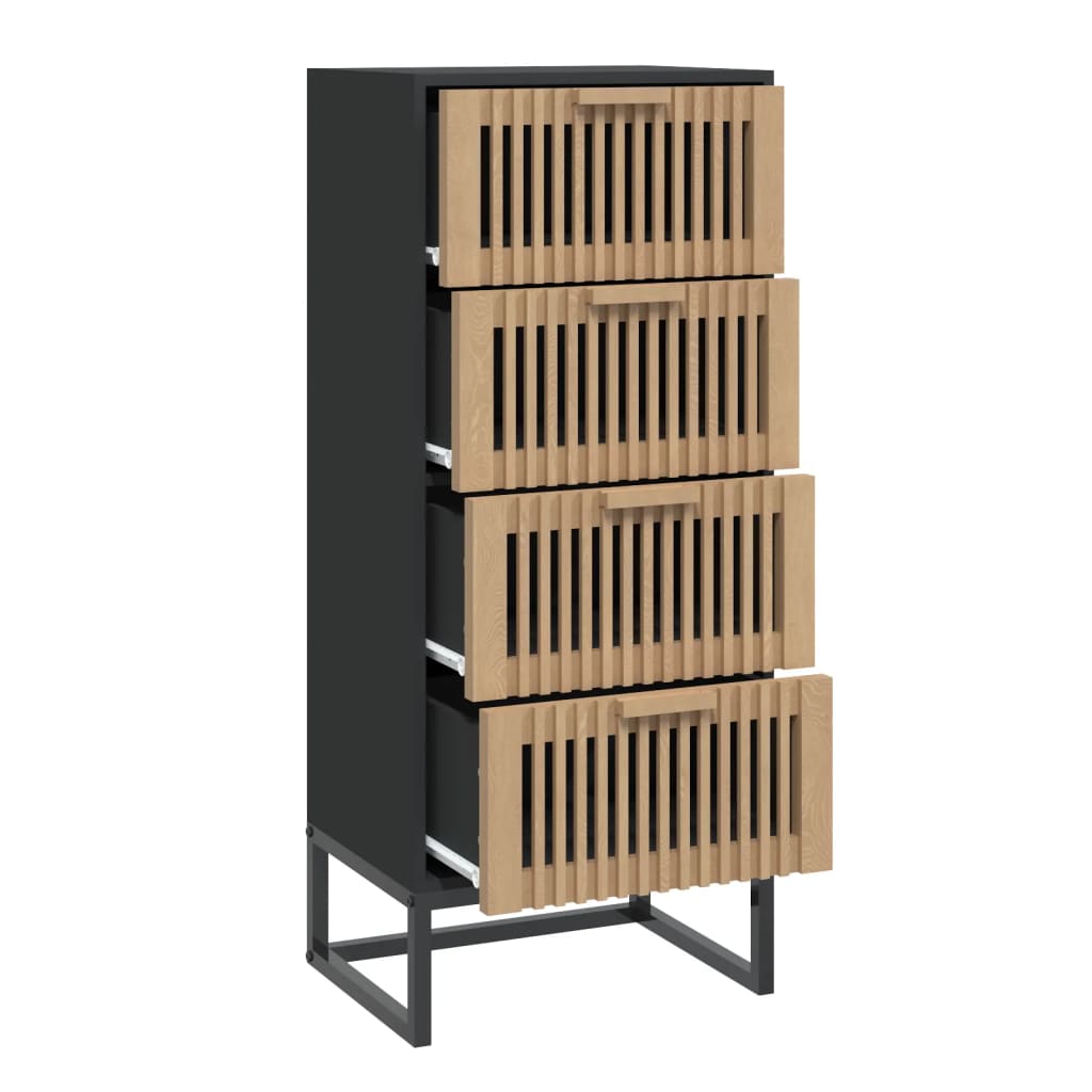 Visoka komoda crna 40 x 30 x 95 cm od konstruiranog drva
