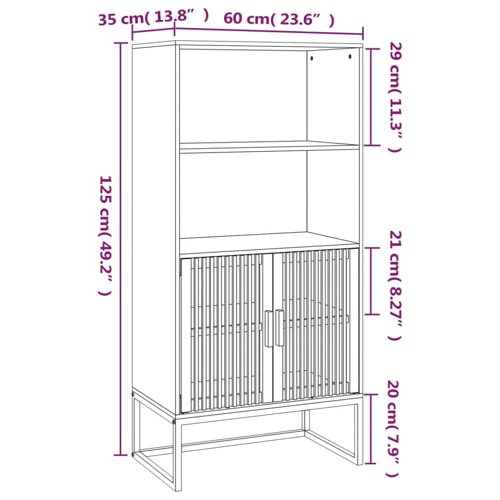 Visoka komoda bijela 60 x 35 x 125 cm od konstruiranog drva