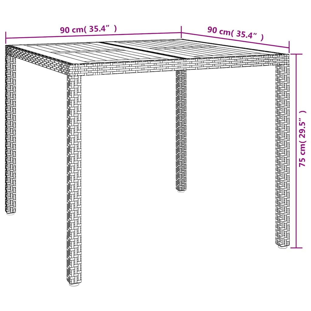 Stol za vrt Siva 90 x 90 x 75 cm poliratan