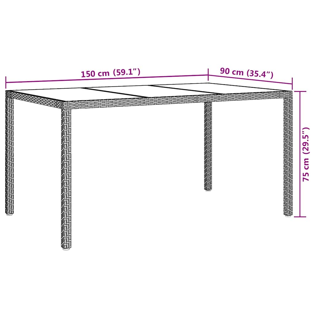 Stol za vrt Crna 150 x 90 x 75 cm poliratan