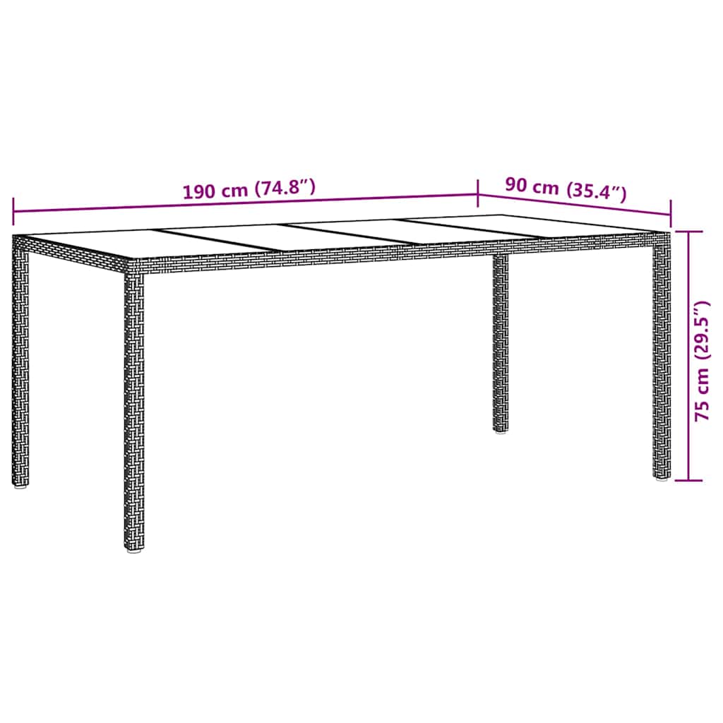 Stol za vrt Bež 190 x 90 x 75 cm poliratan