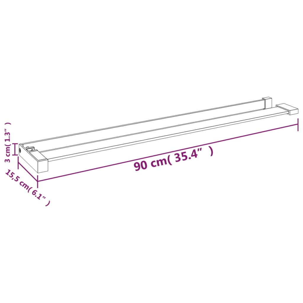 Polica za stijenku tuš-kabine kromirana 90 cm aluminijska