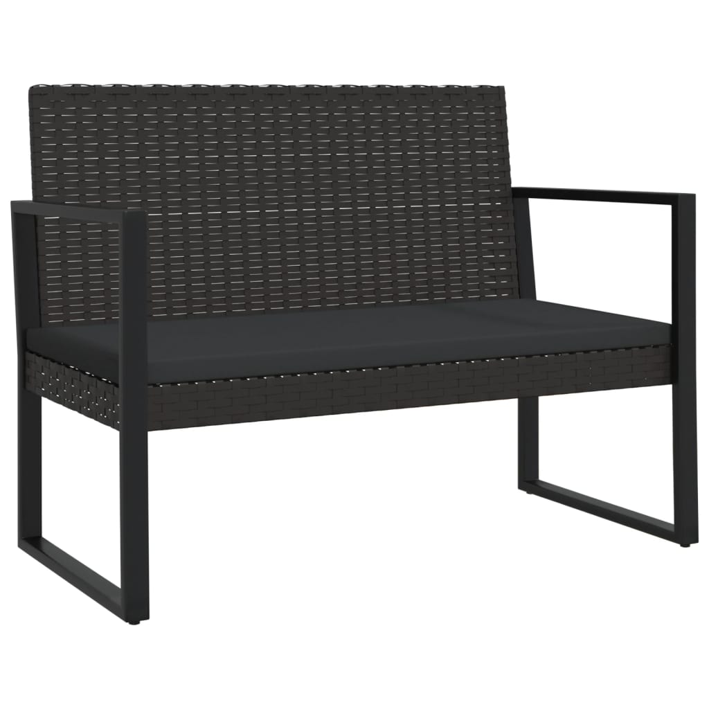 Vrtna klupa s jastucima crna 106 cm od poliratana