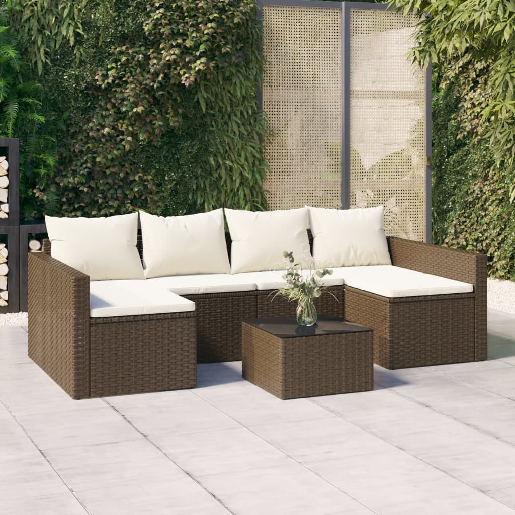 2-dijelna vrtna garnitura od poliratana s jastucima smeđa