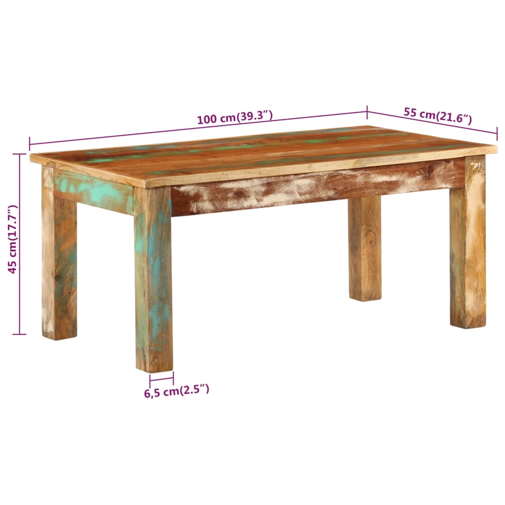 Stolić za kavu 100 x 55 x 45 cm od masivnog obnovljenog drva