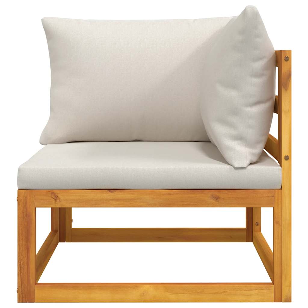 Modularna kutna sofa sa svjetlosivim jastucima od drva bagrema
