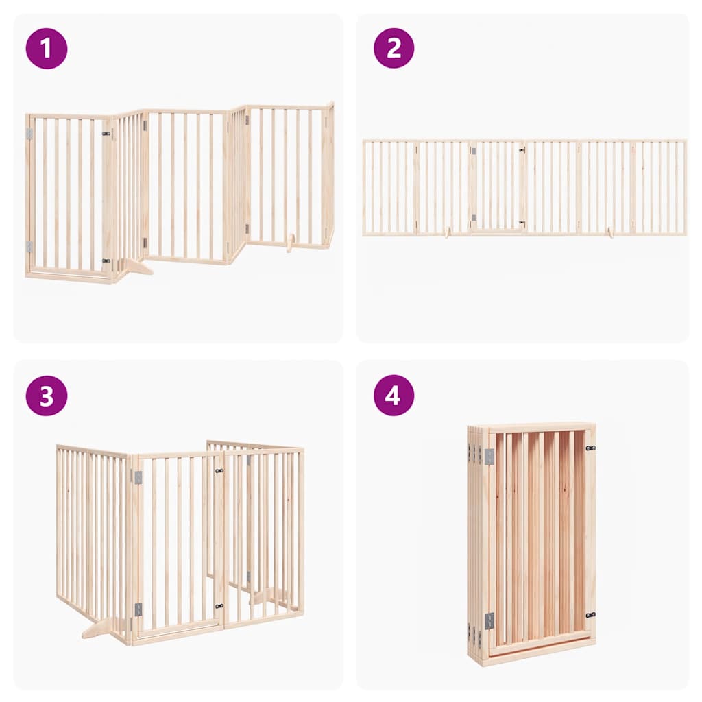 Vrata za pse s vratima sklopiva 6 panela 300 cm drvo topole