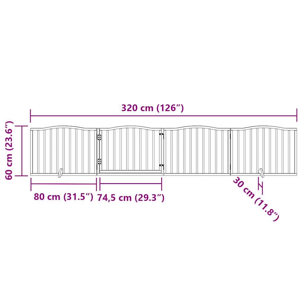 Vrata za pse s vratašcima 4 panela sklopiva 320 cm drvo topole