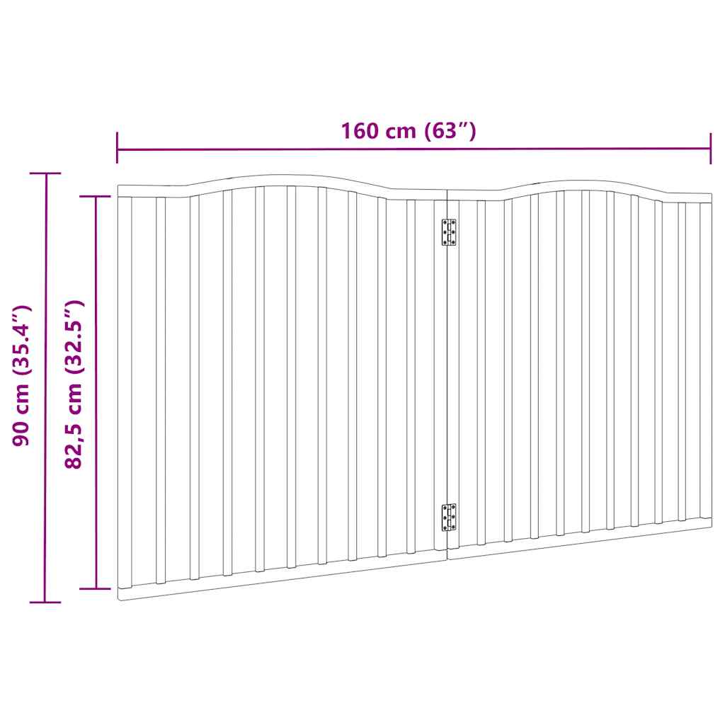 Vrata za pse s 2 panela sklopiva 160 cm od drva topole
