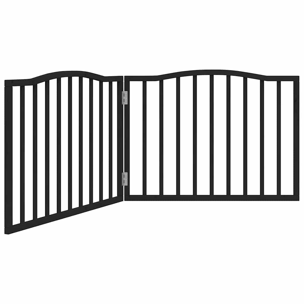 Vrata za pse s 2 panela sklopiva crna 160 cm od drva topole