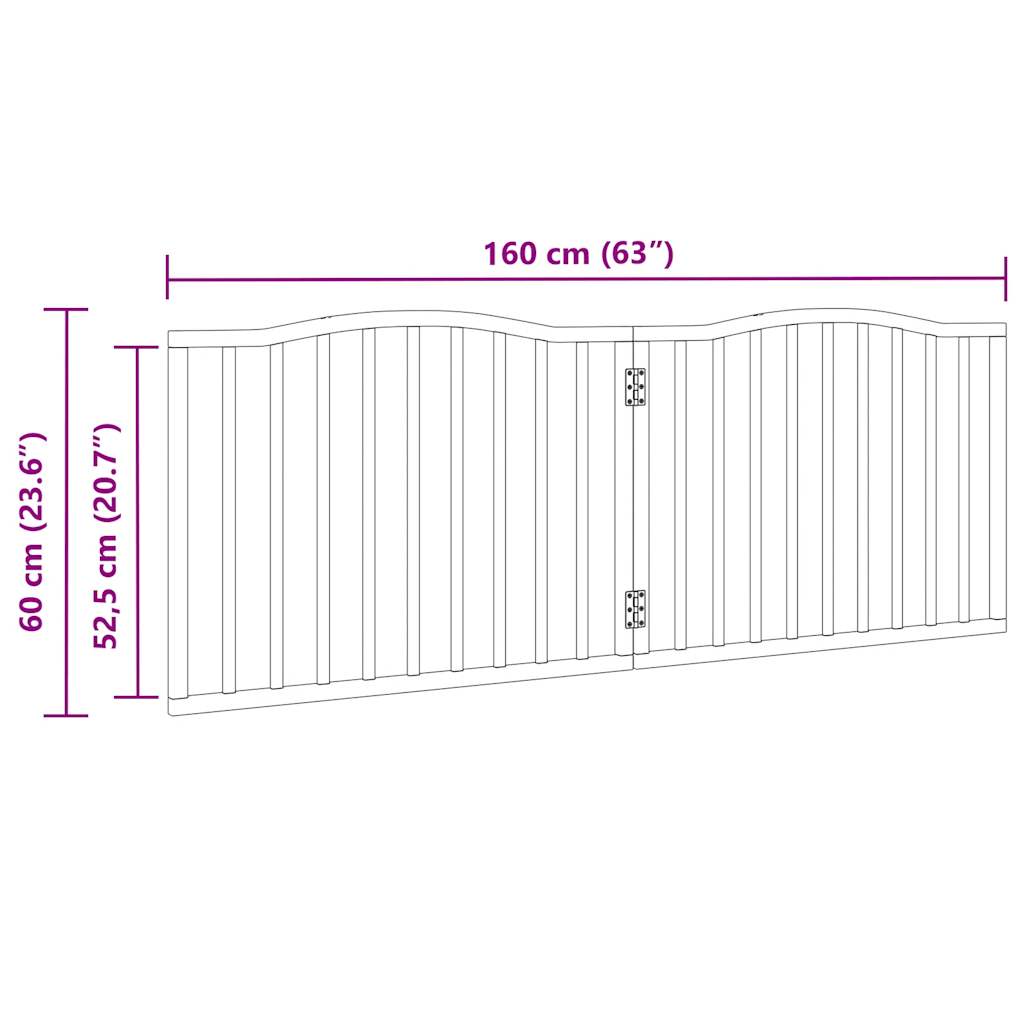 Vrata za pse s 2 panela sklopiva crna 160 cm od drva topole