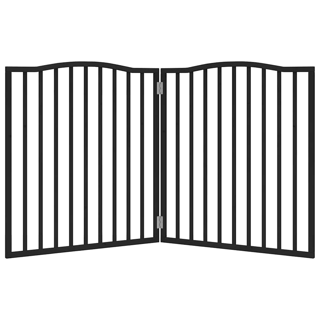 Vrata za pse s 2 panela sklopiva crna 160 cm od drva topole