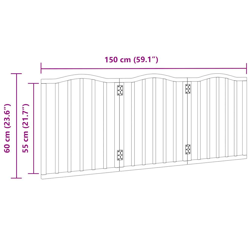 Vrata za pse s 3 panela sklopiva smeđi hrast 150 cm drva topole