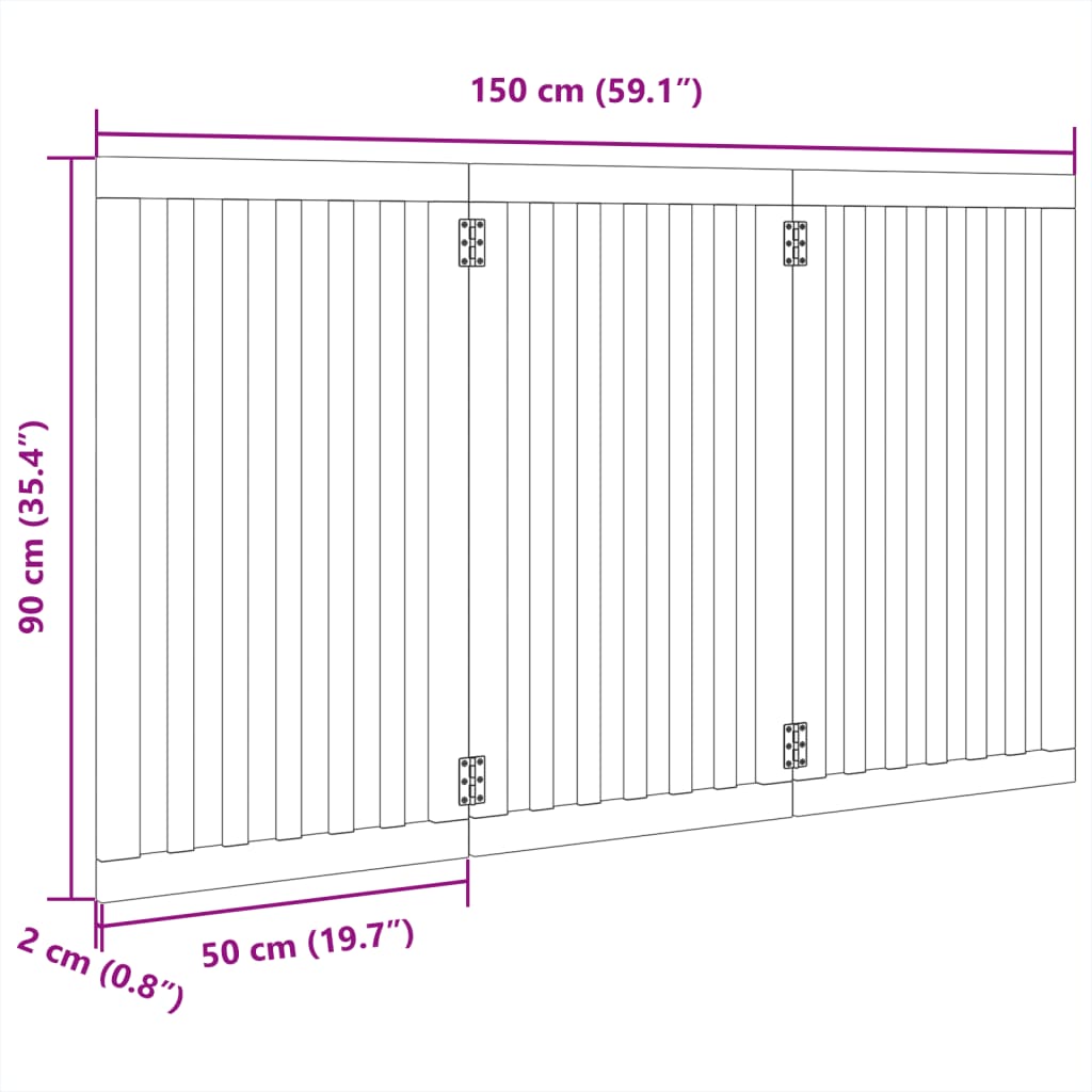 Vrata za pse Sklopiva 3 Panela 150 cm Drvo Topole