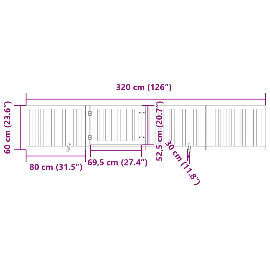Vrata za pse s vratima sklopiva 4 panela 320 cm drvo topole