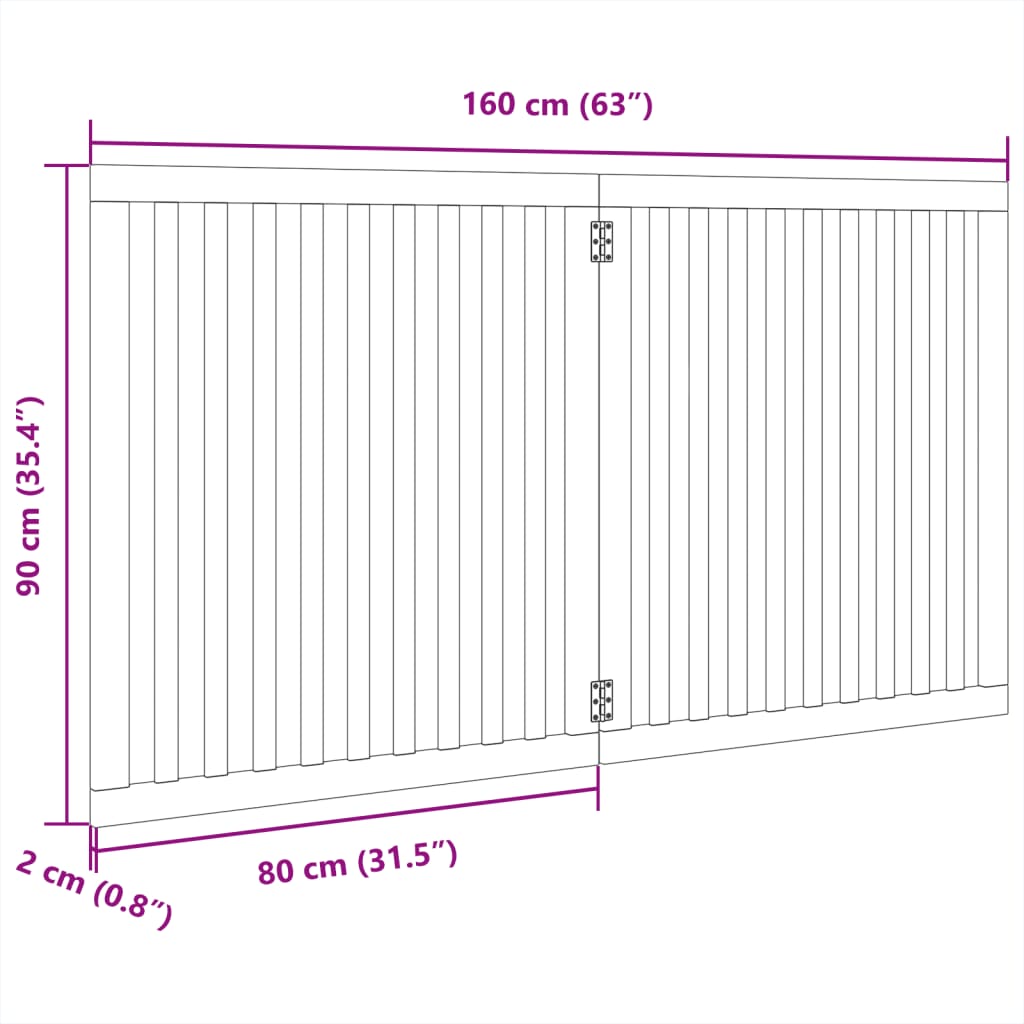 Vrata za pse s 2 panela sklopiva bijela 160 cm od drva topole