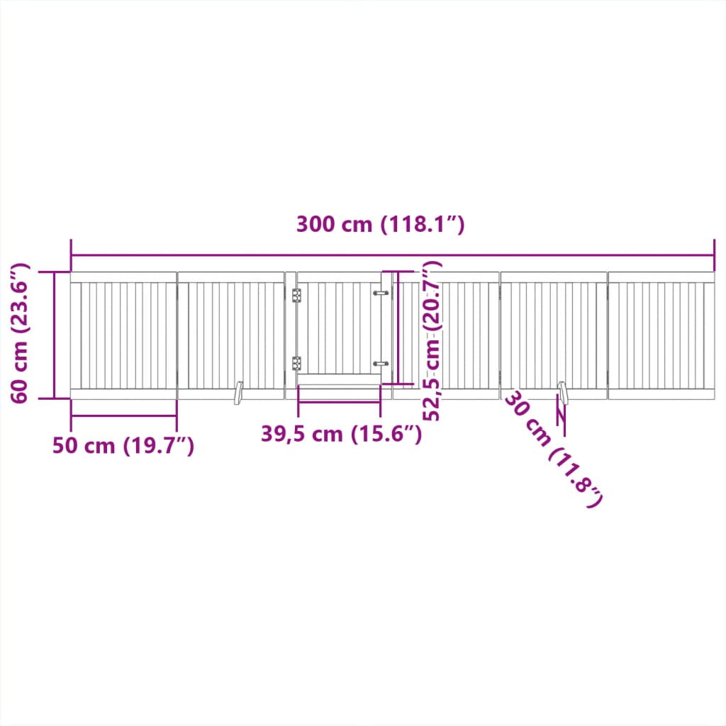 Vrata za pse s vratašcima 6 panela sklopiva 300 cm drvo topole