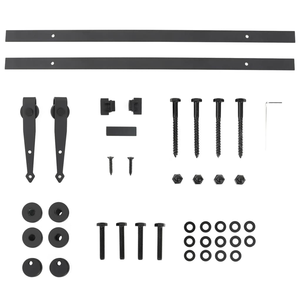 Mini set za klizna vrata ormarića crni 122 cm ugljični čelik