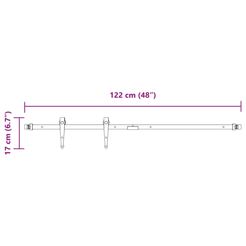 Mini set za klizna vrata ormarića crni 122 cm ugljični čelik