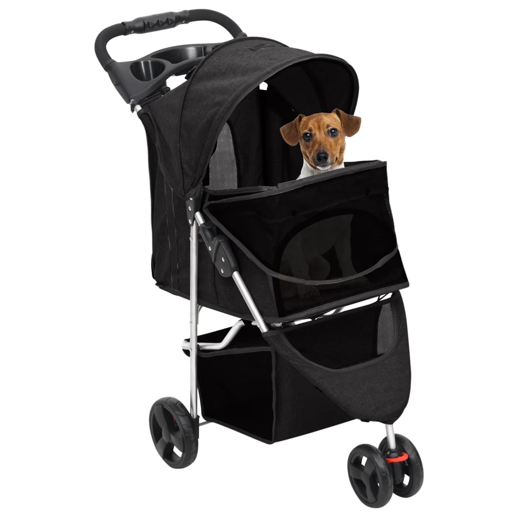Sklopiva kolica za pse crna 80 x 46 x 98 cm od tkanine oxford