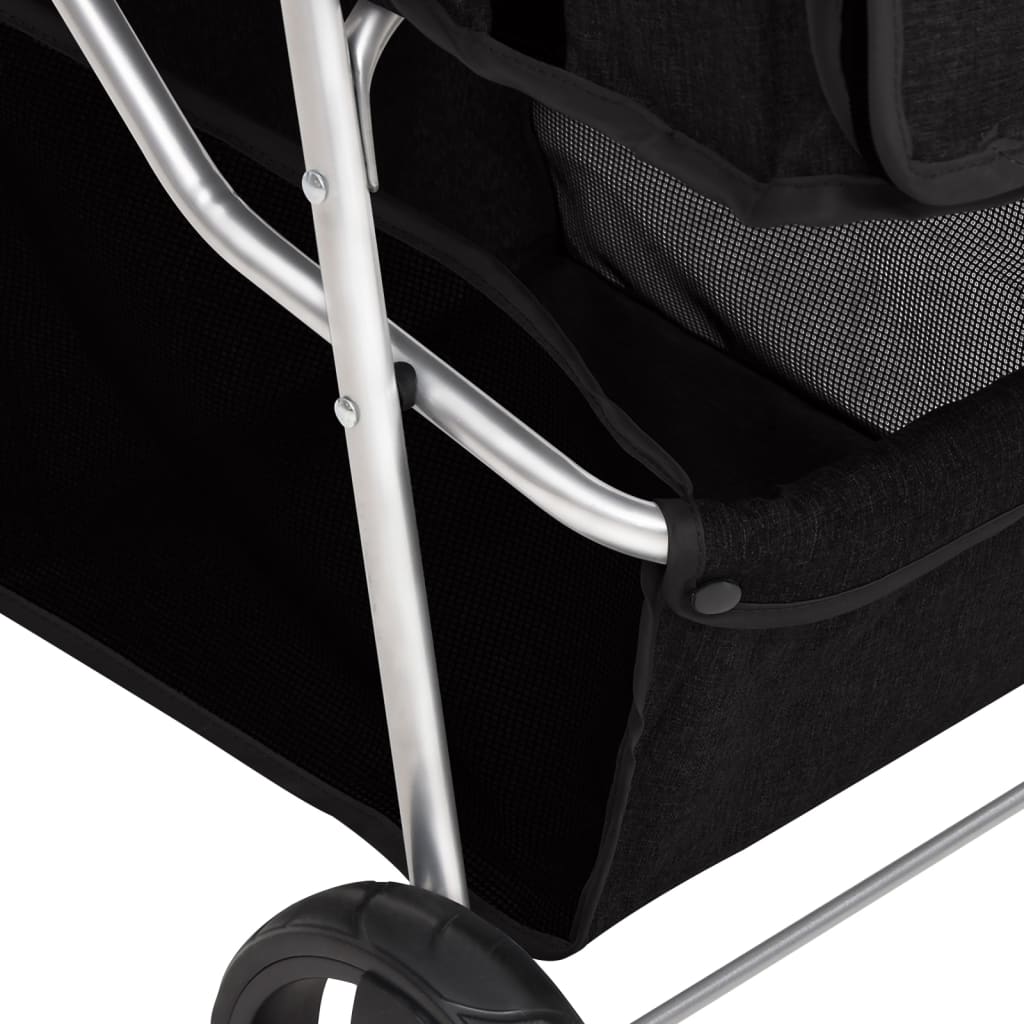 Sklopiva kolica za pse crna 80 x 46 x 98 cm od tkanine oxford