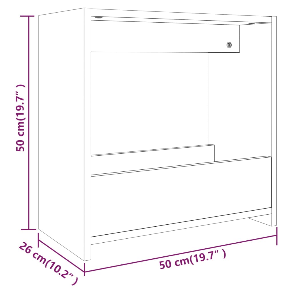 Bočni stolić boja sivog hrasta 50x26x50 cm konstruirano drvo