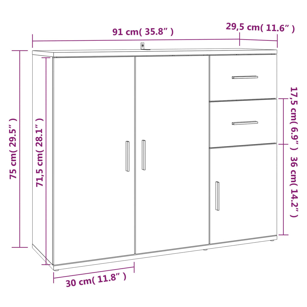 Komoda Sonoma hrast 91x29,5x75 cm Konstruirano drvo