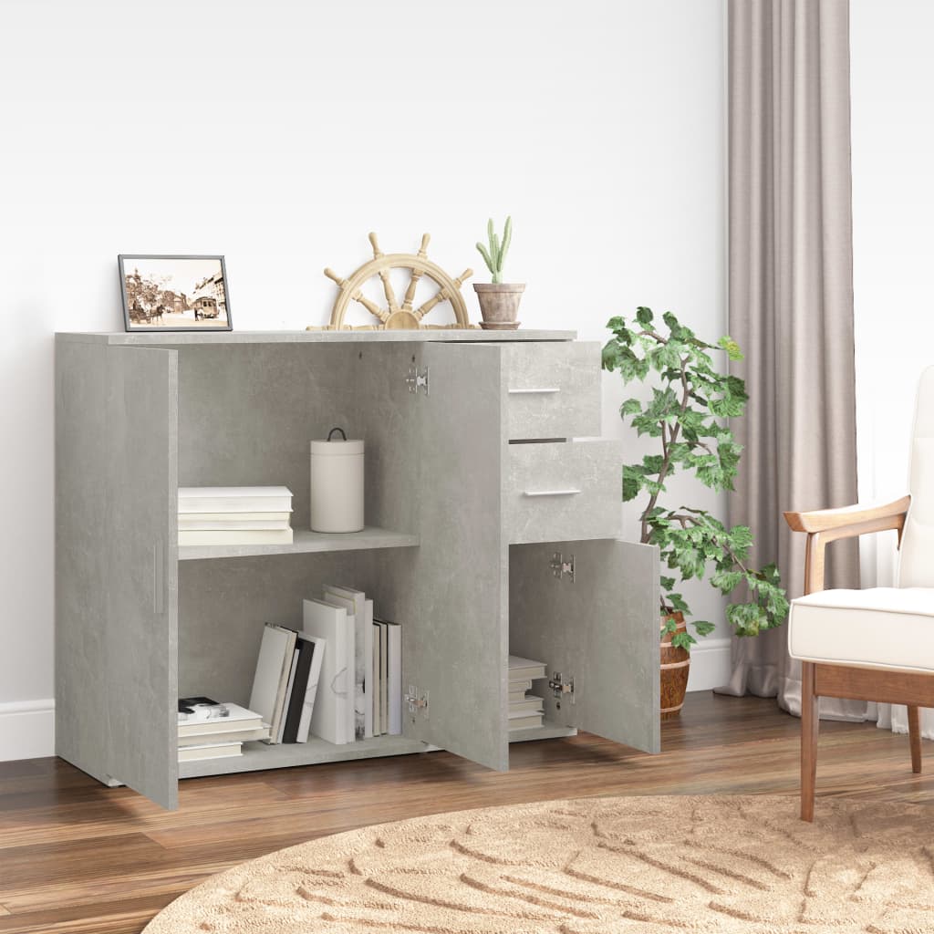 Komoda siva boja betona 91x29,5x75 cm od konstruiranog drva