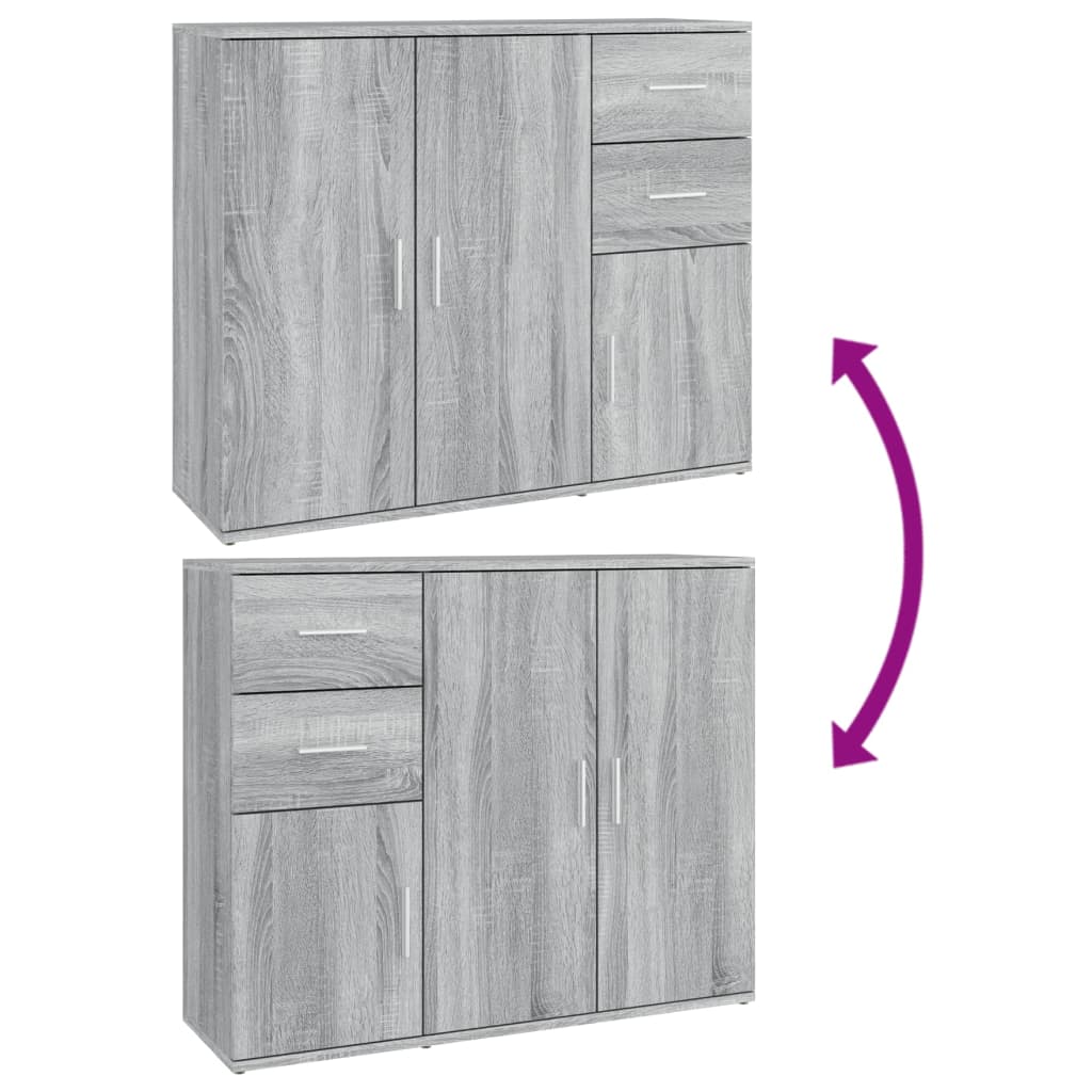 Komoda boja sivog hrasta 91x29,5x75 cm od konstruiranog drva