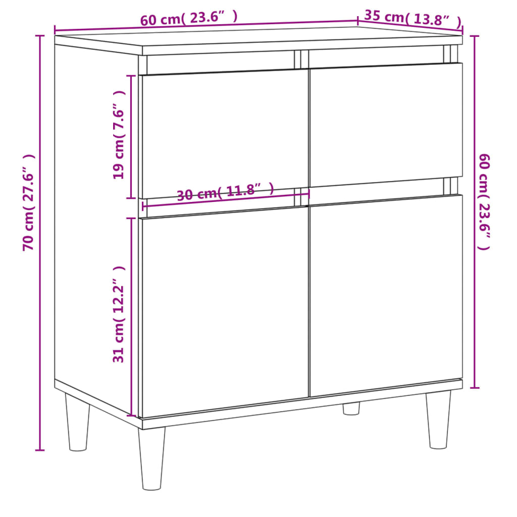 Komoda siva boja betona 60x35x70 cm od konstruiranog drva