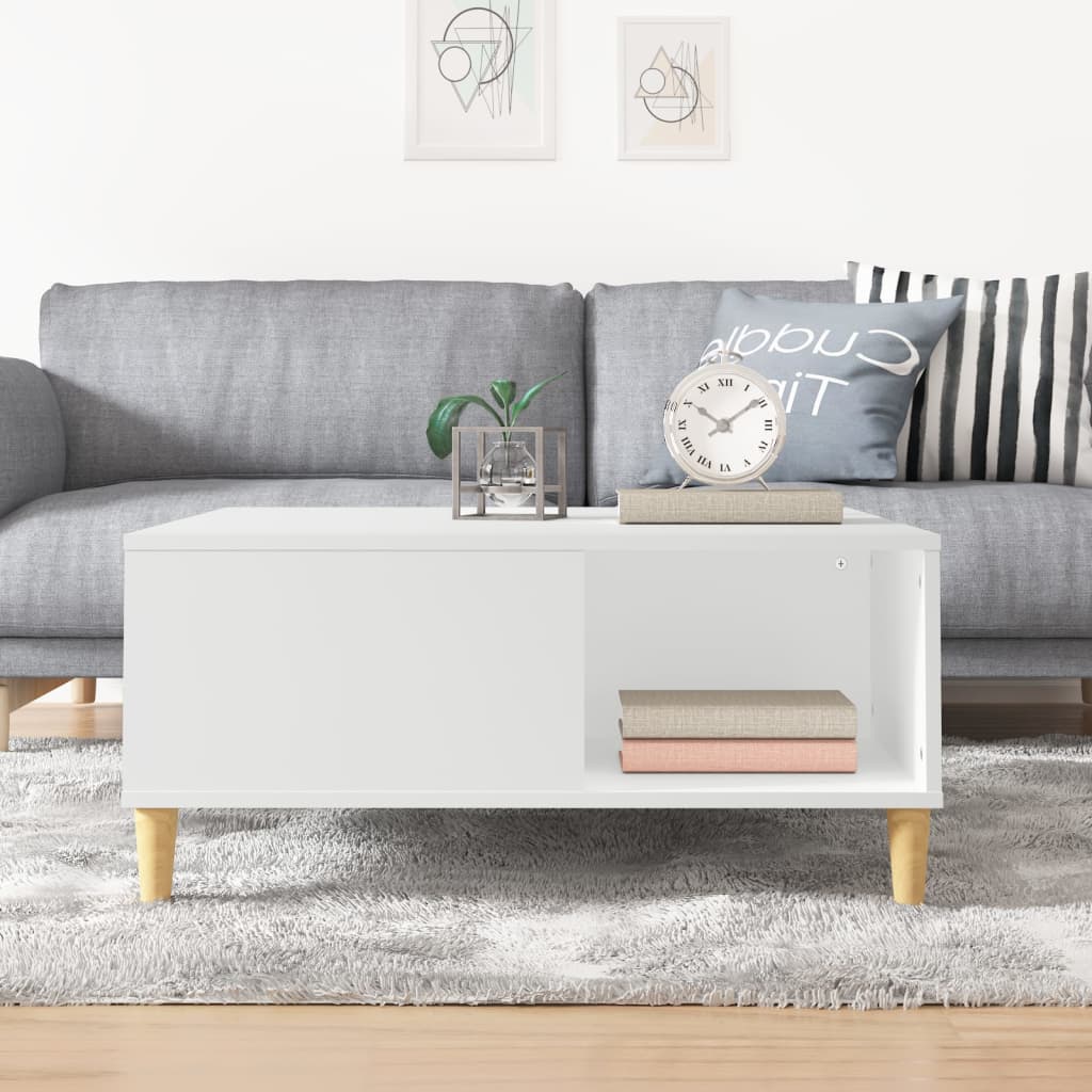 Stolić za kavu bijeli 80 x 80 x 36,5 cm od konstruiranog drva