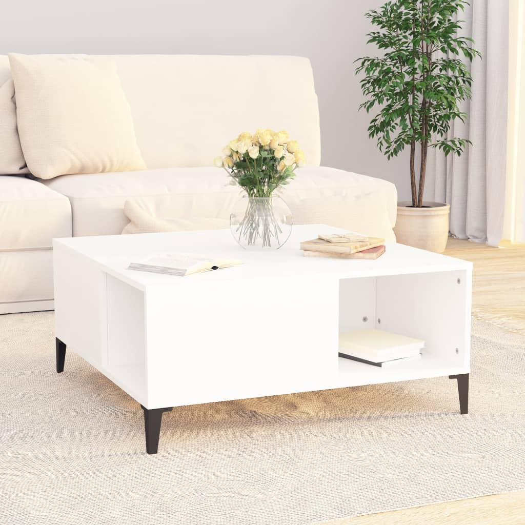 Stolić za kavu bijeli 80 x 80 x 36,5 cm od konstruiranog drva