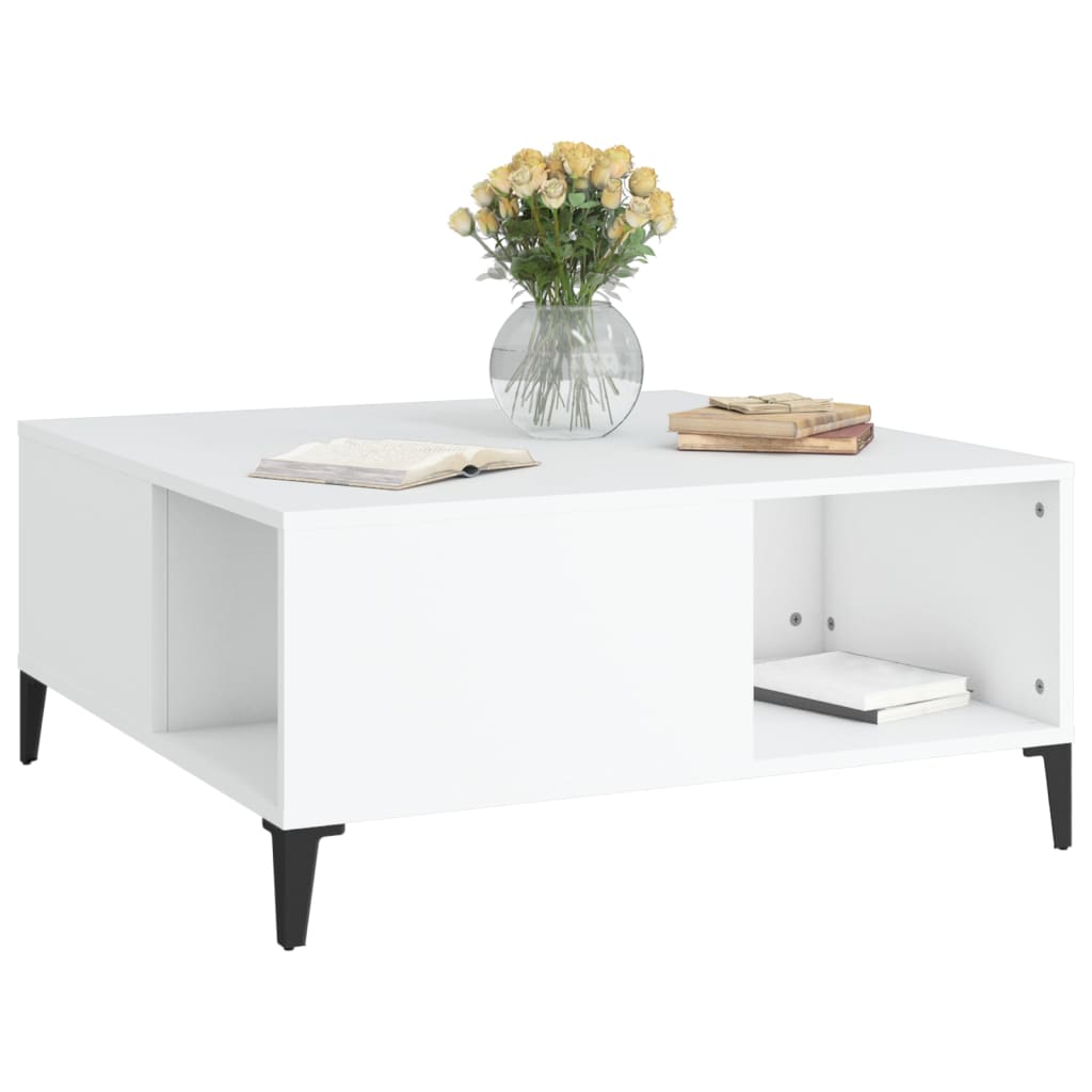 Stolić za kavu bijeli 80 x 80 x 36,5 cm od konstruiranog drva