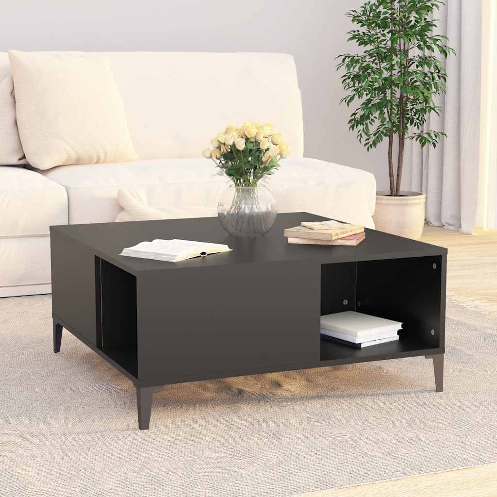 Stolić za kavu crni 80 x 80 x 36,5 cm od konstruiranog drva