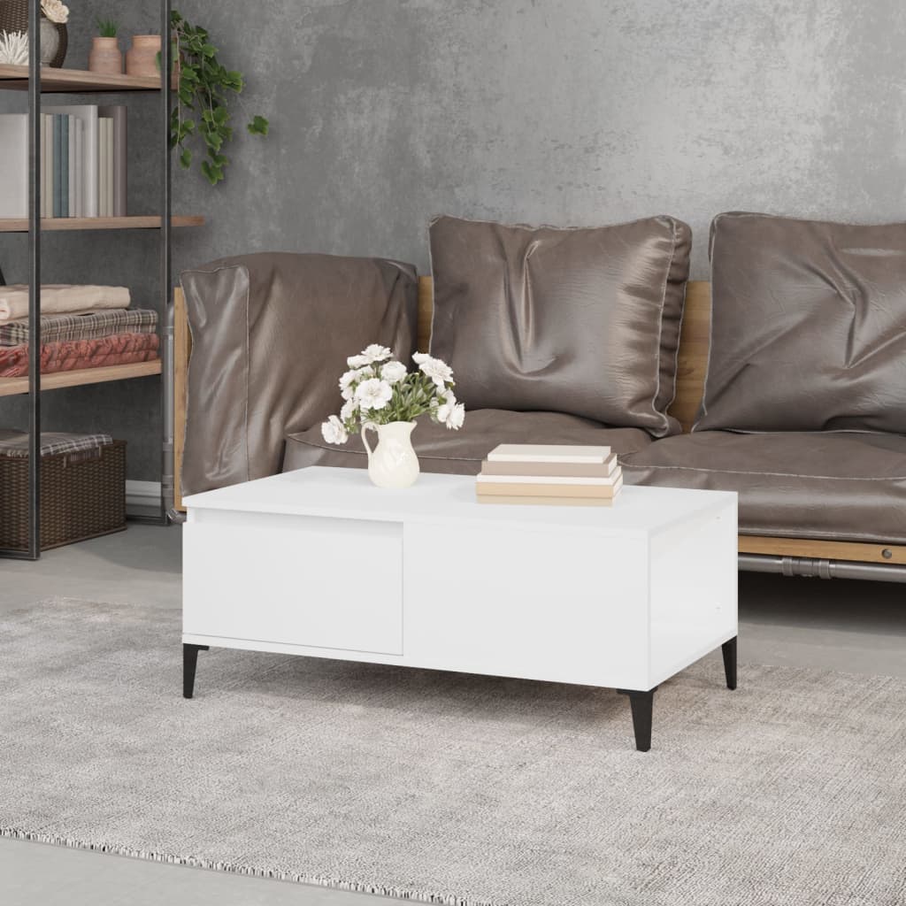 Stolić za kavu bijeli 90 x 50 x 36,5 cm od konstruiranog drva