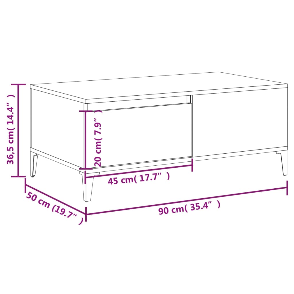 Stolić za kavu smeđa boja hrasta 90x50x36,5cm konstruirano drvo
