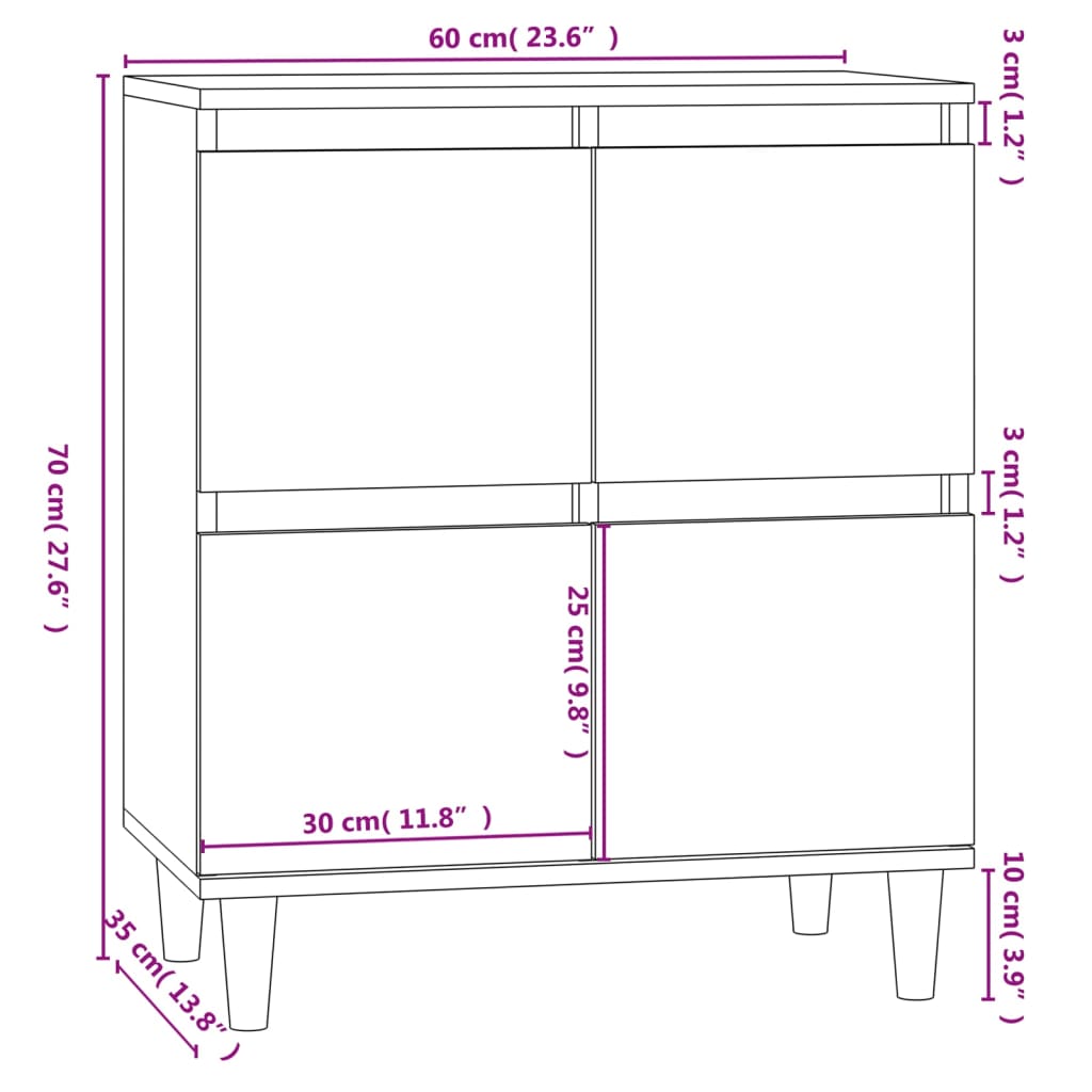 Komoda crna 60 x 35 x 70 cm od konstruiranog drva