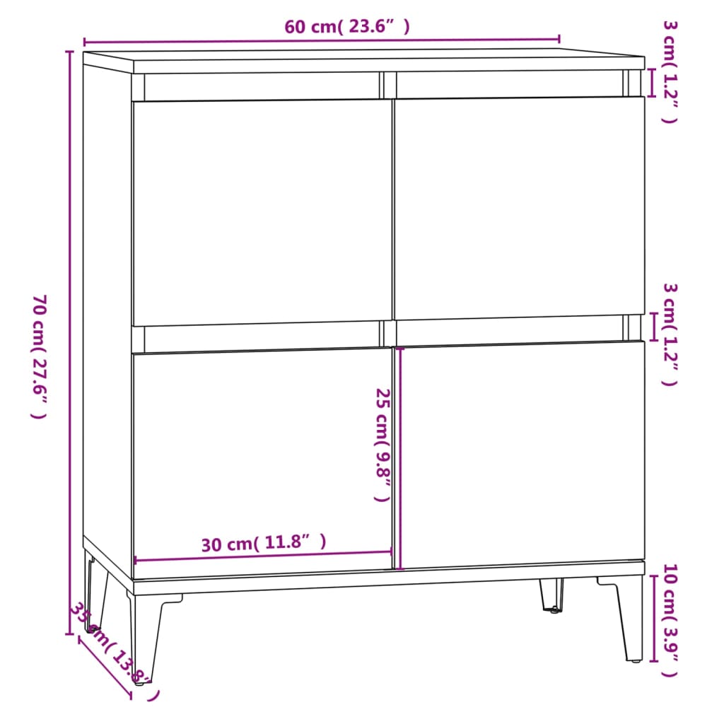 Komoda siva boja betona 60x35x70 cm od konstruiranog drva