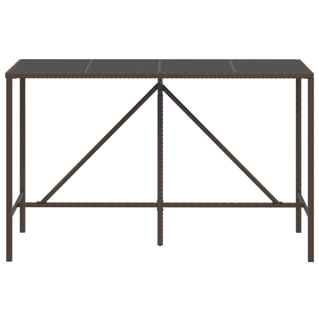 Barski stol sa staklenom pločom smeđi 180x70x110 cm poliratan