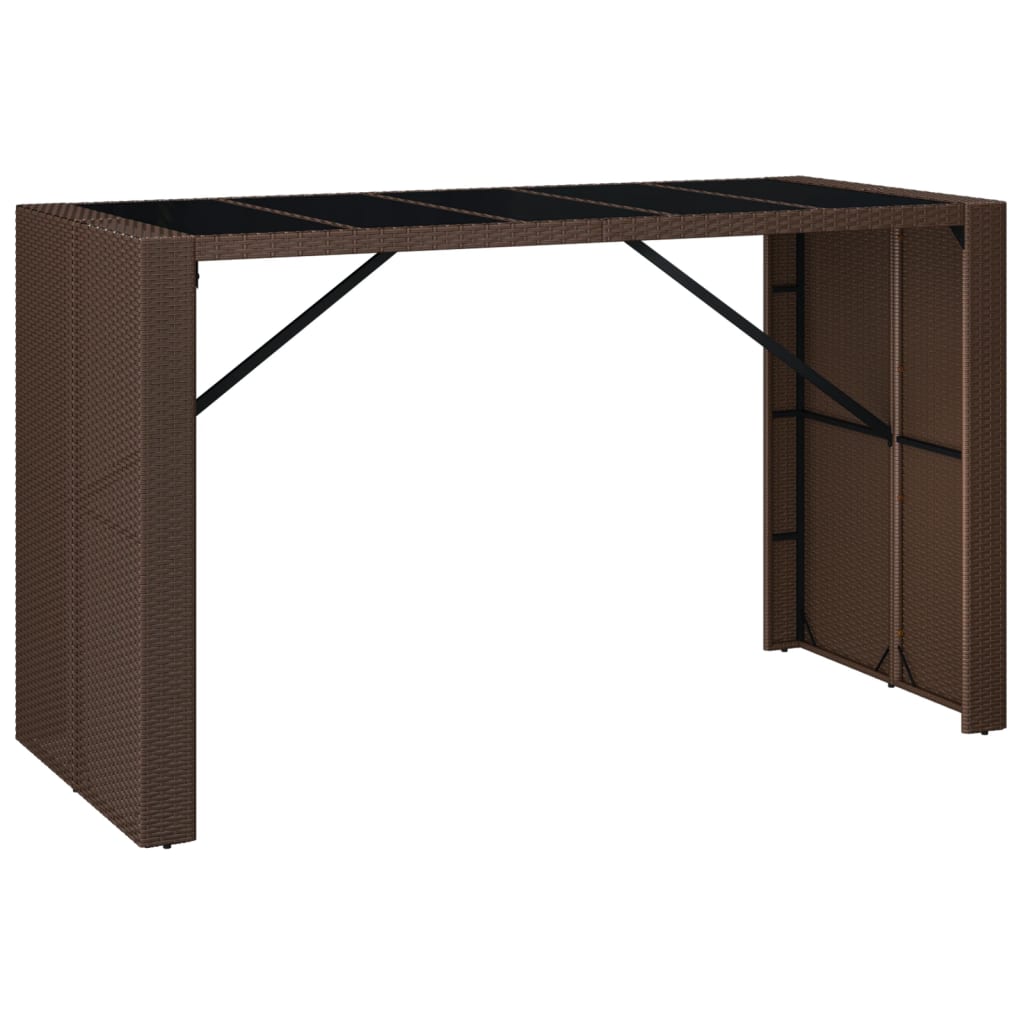 Barski stol sa staklenom pločom smeđi 185x80x110 cm poliratan