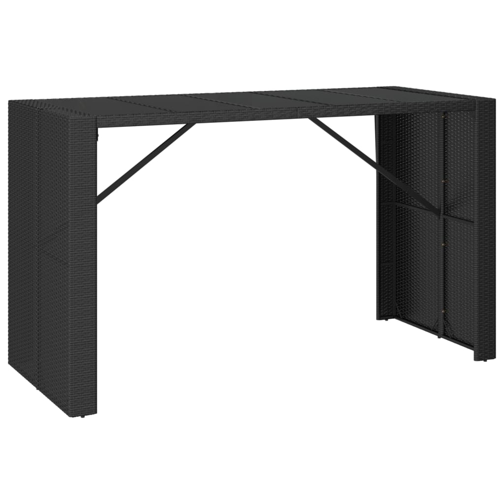 Barski stol sa staklenom pločom crni 185x80x110 cm poliratan